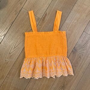 LOFT Vibrant Orange Camisole with Eyelet Detail